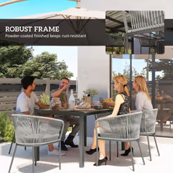 Outsunny 6 Seater Rattan Dining Set with Acacia Wood Table Top Seat Cushions