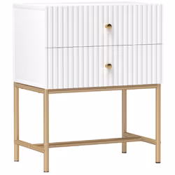HOMCOM Modern Bedside Table with 2 Drawers for Bedroom, White - Additional view 8