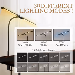 HOMCOM Double Head Table Lamp with 3 Colour Modes & 10 Dimmable, Black - Additional view 3