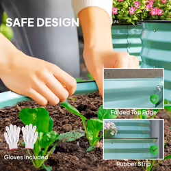 Outsunny 2-Tier Galvanised Raised Garden Bed with Safety Edging, Dark Green - Additional view 4