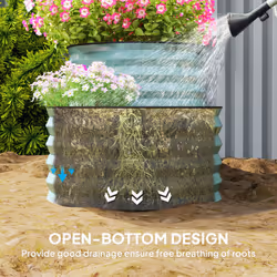 Outsunny 2-Tier Galvanised Raised Garden Bed with Safety Edging, Dark Green - Additional view 5