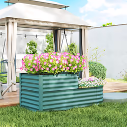 Outsunny 2-Tier Galvanised Raised Garden Bed with Safety Edging, Dark Green - Additional view 6