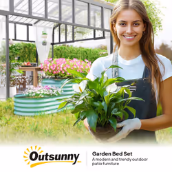 Outsunny 2-Tier Galvanised Raised Garden Bed with Safety Edging, Dark Green - Additional view 7