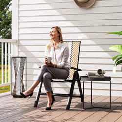 Outsunny Rattan Folding Chair w/ 5-Position Adjustable Backrest - Orange