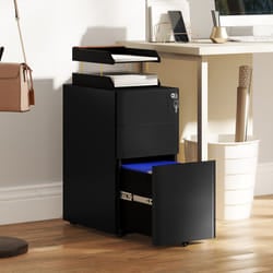 Vinsetto Steel Filing Cabinet with Lock and Wheels for Home Office, Black