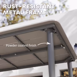 Outsunny Garden Table with Rust Resistant Metal Frame, Light Grey