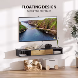 HOMCOM 120 cm Floating TV Unit with Storage Entertainment Media Console Grey