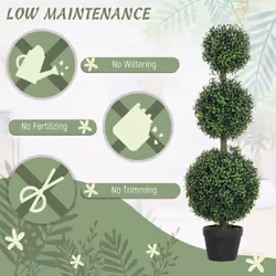 HOMCOM Set of 2 Decorative Artificial Plants Boxwood Trees in Pot, Green - Additional view 7