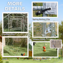 PawHut Walk-in Chicken Run w/ Cove , Hanging Feeder, Perch for 12-18 Poultry - Additional view 4