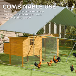 PawHut Walk-in Chicken Run w/ Cove , Hanging Feeder, Perch for 12-18 Poultry - Additional view 5