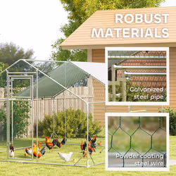 PawHut Walk-in Chicken Run w/ Cove , Hanging Feeder, Perch for 12-18 Poultry - Additional view 8