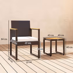 Outsunny 3-Piece Rattan Bistro Set with Acacia Wood Table, White