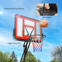 SPORTNOW 2.45-3.05m Portable Basketball Hoop and Stand with Wheels, Red - Additional view 7