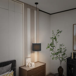 HOMCOM Linen Pendant Light, E27 Lampshade for Living Room, Bedroom, Black