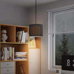 HOMCOM Linen Pendant Light, E27 Lampshade for Living Room, Bedroom, Black - Additional view 4