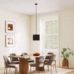 HOMCOM Linen Pendant Light, E27 Lampshade for Living Room, Bedroom, Black - Additional view 5