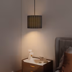HOMCOM Linen Pendant Light, E27 Lampshade for Living Room, Bedroom, Black - Additional view 6