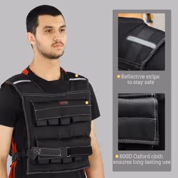 20KG Adjustable Weighted Vest with 20 Metal Weights, Running Weight Vest - Additional view 6