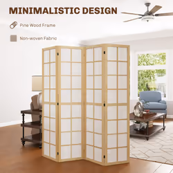HOMCOM Indoor Room Partition, 4 Panel Folding Room Divider, 160 x 170cm