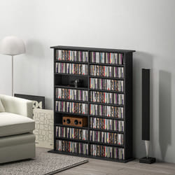 HOMCOM CD Storage Unit DVD Tower Blu-ray Storage Shelf for Office, Black