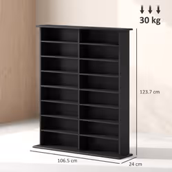 HOMCOM CD Storage Unit DVD Tower Blu-ray Storage Shelf for Office, Black