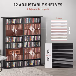 HOMCOM CD Storage Unit DVD Tower Blu-ray Storage Shelf for Office, Black - Additional view 4