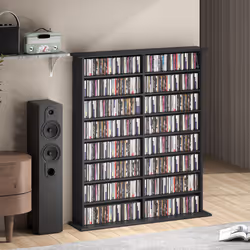 HOMCOM CD Storage Unit DVD Tower Blu-ray Storage Shelf for Office, Black - Additional view 7