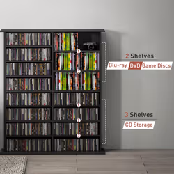 HOMCOM CD Storage Unit DVD Tower Blu-ray Storage Shelf for Office, Black - Additional view 8
