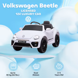 AIYAPLAY Volkswagen Beetle Licensed 12V Ride on Car w/ Remote Control, White
