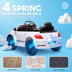 AIYAPLAY Volkswagen Beetle Licensed 12V Ride on Car w/ Remote Control, White