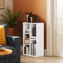 HOMCOM 2-Tier Bookshelf with 5 Open Storage Compartments - White