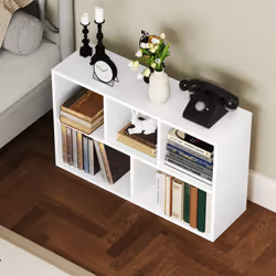 HOMCOM 2-Tier Bookshelf with 5 Open Storage Compartments - White - Additional view 7