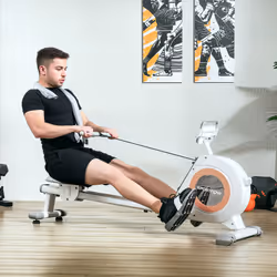 SPORTNOW 16-Level Magnetic Rowing Machine w/ LCD Monitor, White