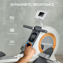 SPORTNOW 16-Level Magnetic Rowing Machine w/ LCD Monitor, White