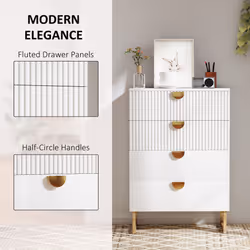 HOMCOM Chest of Drawers with 4 Drawers, Modern Dresser for Bedroom, White