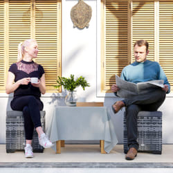 Outsunny Set of 2 Rattan Footstool, Storage Ottoman w/ Cushions, Dark Grey