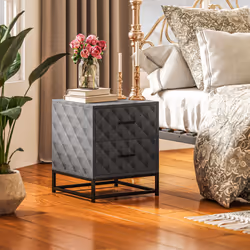 HOMCOM Bedside Table Set of 2, Nightstand with 2 Drawers, Steel Legs, Grey - Additional view 7