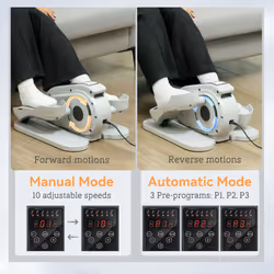 SPORTNOW Under Desk Elliptical Machine Pedal Exerciser w/ 10 Speeds - White