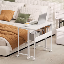 HOMCOM 80 cm Foldable Computer Desk on Wheels for Small Spaces - White - Additional view 7