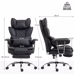 HOMCOM Office Chair, High Back Leathaire Desk Chair for Home, Black