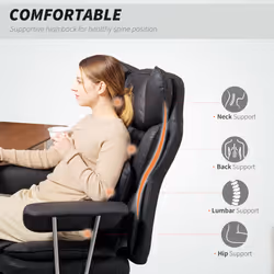 HOMCOM Office Chair, High Back Leathaire Desk Chair for Home, Black - Additional view 7