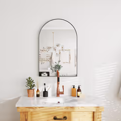 HOMCOM Arch Bathroom Mirror, Wall Mirror with Steel Frame, 60 x 90cm, Black