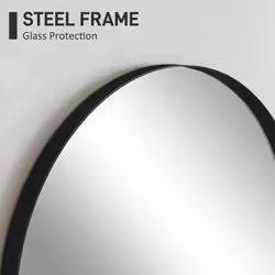 HOMCOM Arch Bathroom Mirror, Wall Mirror with Steel Frame, 60 x 90cm, Black