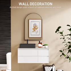HOMCOM Arch Bathroom Mirror, Wall Mirror with Steel Frame, 60 x 90cm, Black - Additional view 4