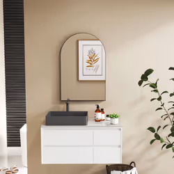 HOMCOM Arch Bathroom Mirror, Wall Mirror with Steel Frame, 60 x 90cm, Black - Additional view 7