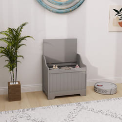 HOMCOM Storage Trunk with Safety Hinge for Living Room, 56.4cm, Grey