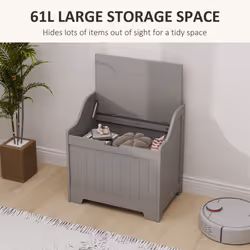 HOMCOM Storage Trunk with Safety Hinge for Living Room, 56.4cm, Grey - Additional view 3
