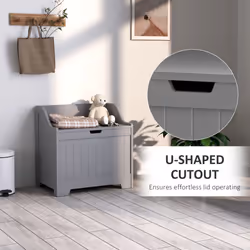 HOMCOM Storage Trunk with Safety Hinge for Living Room, 56.4cm, Grey - Additional view 5