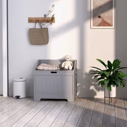 HOMCOM Storage Trunk with Safety Hinge for Living Room, 56.4cm, Grey - Additional view 6