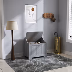 HOMCOM Storage Trunk with Safety Hinge for Living Room, 56.4cm, Grey - Additional view 7